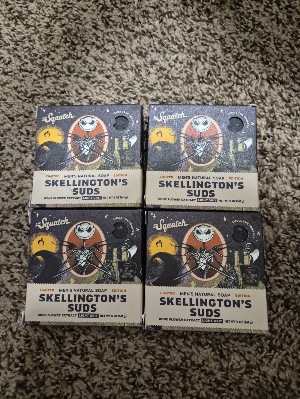 4X Dr. Squatch Limited Ed Bar Soap Skellington's Suds Nightmare Before Christmas